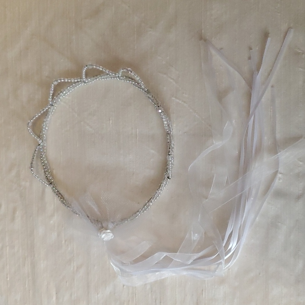 💖4/$25 Girls Princess  Beaded Tiara - Pearl White